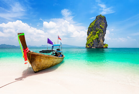 Thai Longtail Boat Near Koh Poda Island