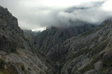 Obraz na płótnie Canvas Ruta del cares, montaña con niebla / The Cares Route, mountain with fog (Asturias)