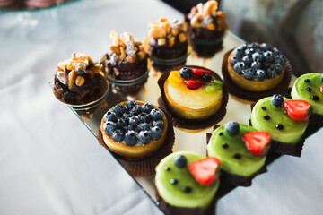 Buffet with a variety of delicious sweets, food ideas, celebration