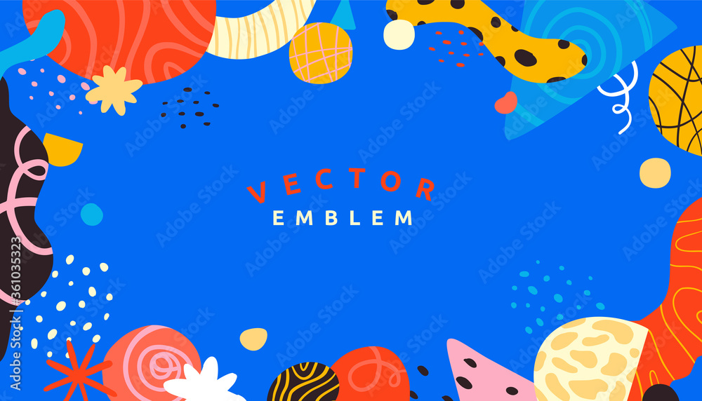 Poster Vector abstract creative background in minimal trendy style with copy space for text and modern art shapes - digital collage, horizontal design template , simple, stylish and minimal wallpaper design 