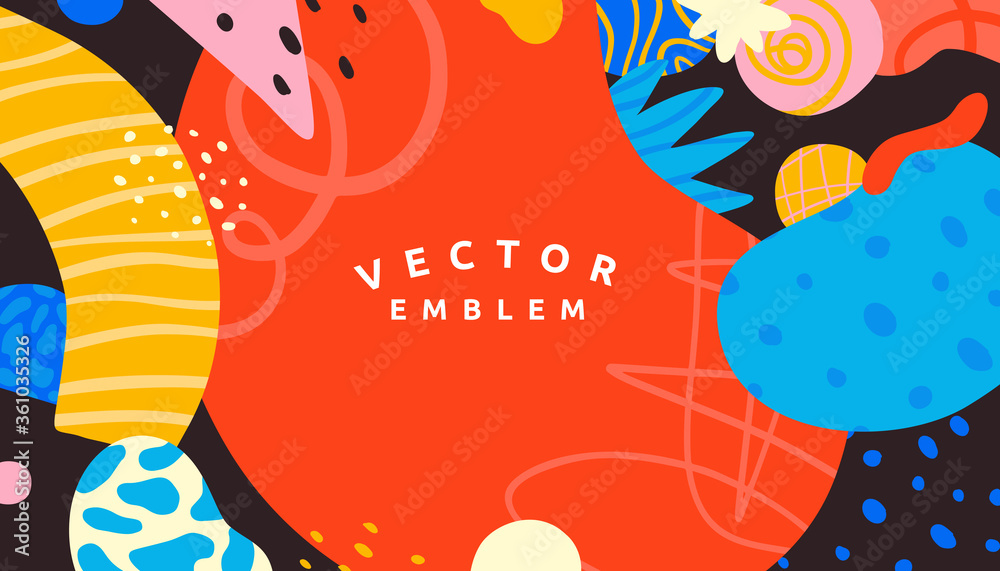 Poster Vector abstract creative background in minimal trendy style with copy space for text and modern art shapes - digital collage, horizontal design template , simple, stylish and minimal wallpaper design 