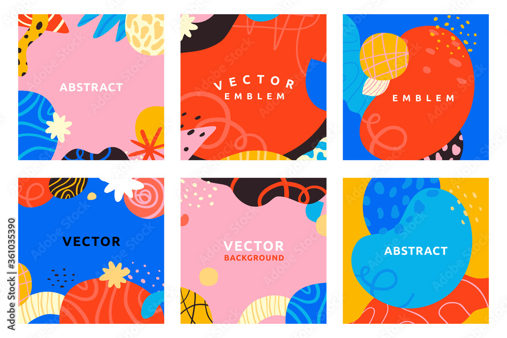 Poster Vector set of abstract creative backgrounds in minimal trendy style with copy space for text - design templates for social media stories - simple, stylish and minimal wallpaper designs
