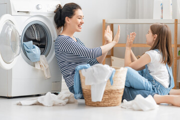 family doing laundry