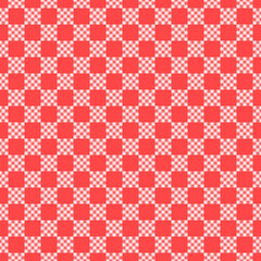 Checkered seamless pattern. Red and white color. Kitchen chess texture print design. Vector stock illustration background.