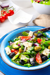 Rustic Greek salad with sheep's cheese