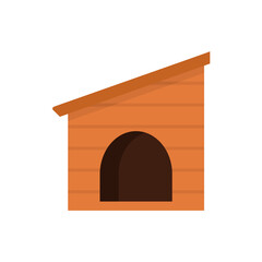 Fototapeta premium Doghouse flat, wooden house dog icon, vector illustration isolated on white background