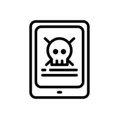 line style icon of tablet error system. vector illustration for graphic design, website, UI isolated on white background. EPS 10