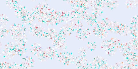 Light green, red vector beautiful snowflakes backdrop with flowers.