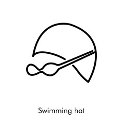 Concepto deportes de verano. Icono plano lineal sombrero de natación con gafas protectoras en color negro