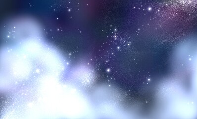night sky with cloud and stars and galaxy