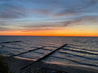 Fototapeta na wymiar sunset on the beach. Poland. Baltic Sea 