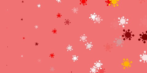 Light red, yellow vector pattern with coronavirus elements.
