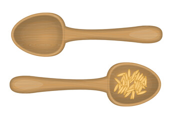 Vector illustration. Wooden spoons on a white background. Top view.
