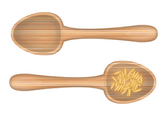 Vector illustration. Wooden spoons on a white background. Top view.