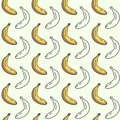 Yellow bananas icons pattern. Bananas seamless background. Seamless pattern vector illustration