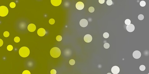 Light Yellow vector backdrop with circles, stars. Abstract design in gradient style with bubbles, stars. Pattern for websites.