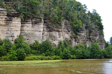 Sandstone rocks at Plakanek valley landscape in Czech Republic 