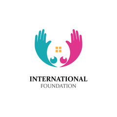 Fototapeta na wymiar Adoption and community care Logo template