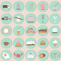 food icons kitchen cooking lunch dinner breakfast restaurant