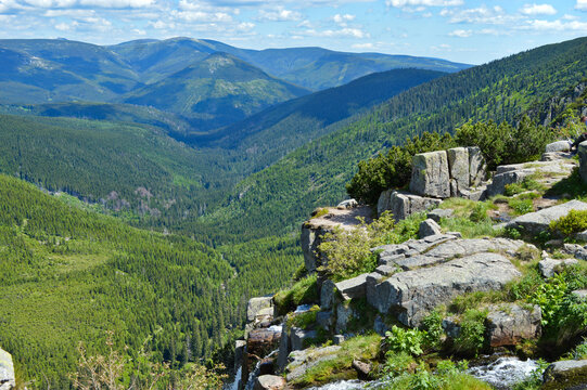 Pancavsky waterfall in Krkonose national park Czech Republic