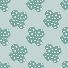 Hand drawn green cross seamless pattern. Doodle plus sign endless wallpaper.