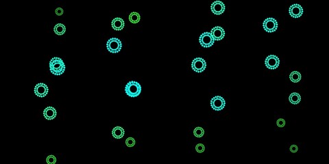 Dark green vector pattern with coronavirus elements.