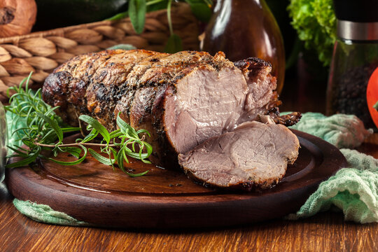 Roasted pork loin with herbs