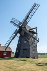 Fototapeta na wymiar Wooden windmill in Sweden