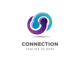abstract Two line connection logo symbol design illustration