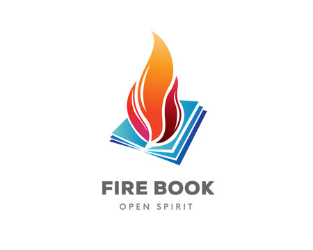 fire book spirit learning logo symbol design illustration