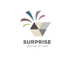 Box open surprise gift logo symbol design illustration