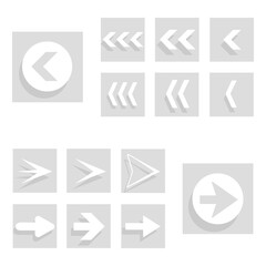 Arrow icon set isolated on white background. Trendy collection of different arrow icons in flat style. Creative arrows template for web site, mobile app, graphic design, ui and logo. Vector symbol