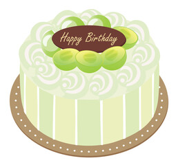 Birthday cake with muscat and cream in green