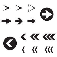 Arrow icon set isolated on white background. Trendy collection of different arrow icons in flat style. Creative arrows template for web site, mobile app, graphic design, ui and logo. Vector symbol