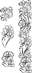 set of different patterns with floral motifs on a white background