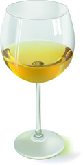 glass of white wine on a white background