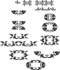 Vintage set. Floral elements for design invitations, frames, menus and labels. Graphic design of the site, cafes, boutiques, hotels, invitations for weddings, anniversaries, engagements, letters