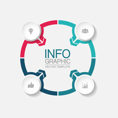 Vector infographic template with 4 steps or options. Data presentation, business concept design for web, brochure, diagram.