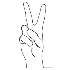 one line continuous drawing hand make a peace symbol