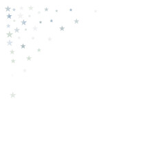 silver stars background, sparkling christmas lights confetti corner isolated on white. magic shining Flying stars glitter cosmic backdrop, sparkle vector border.