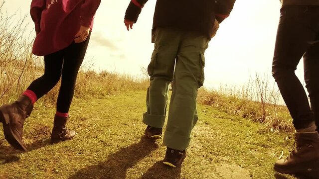 Hikers at the Reifel Bird Sanctuary Delta BC Canada