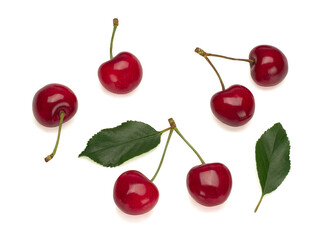 Obraz na płótnie Canvas Sweet ripe cherry on white background