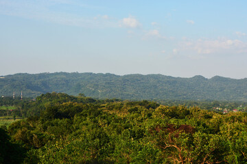 Naklejka premium mountain landscape with clouds