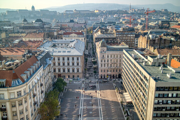 Fototapeta premium Aerial view to the square before St. Stephen's Basilica in Budapest,