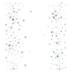 silver stars background, sparkling christmas lights confetti falling isolated on white. magic shining Flying stars glitter cosmic backdrop, sparkle vector border.