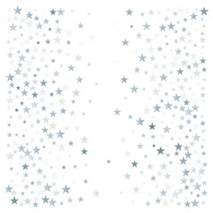 silver stars background, sparkling christmas lights confetti falling isolated on white. magic shining Flying stars glitter cosmic backdrop, sparkle vector border.