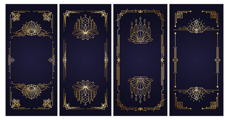 Art Deco vintage frames and borders - Vector Kit with copy space. Set of retro linear elements for cards, stories, invitations or banners. Collection of decorations for design a-la Roaring 20s