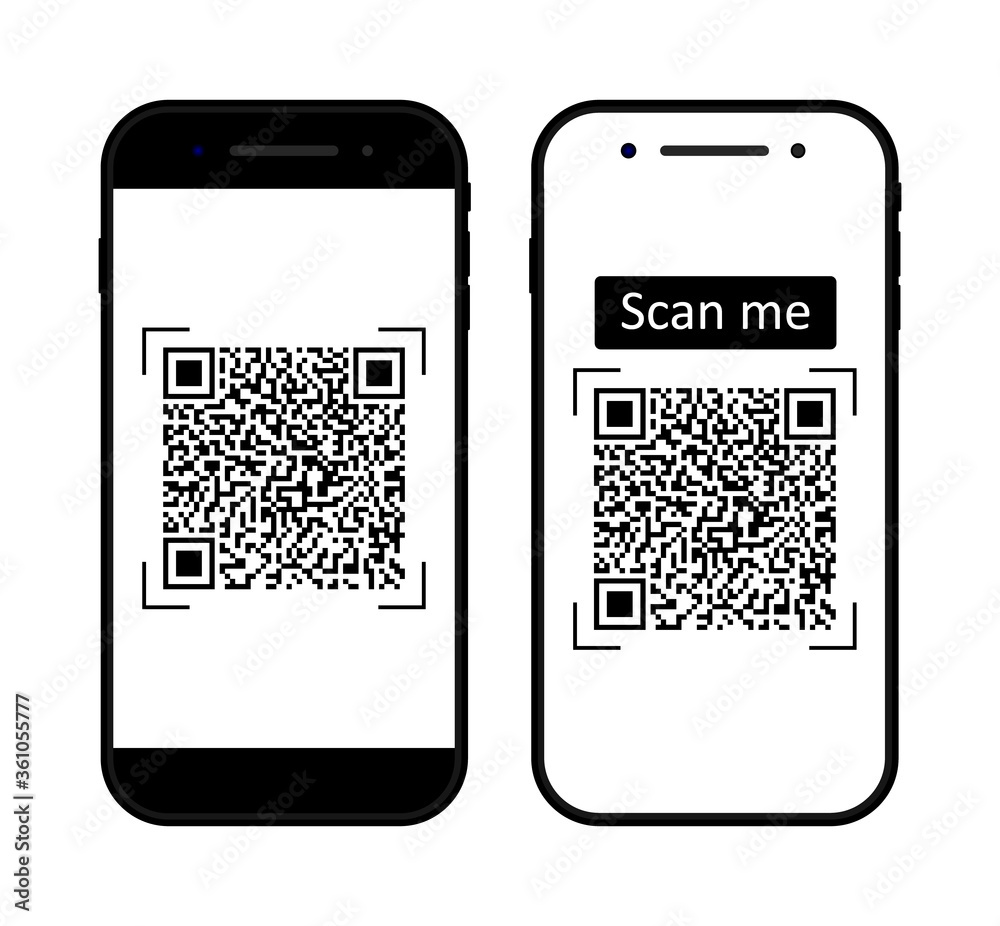 Poster qr code in phone for scan, payment. mobile scanner with reader of qrcodes. barcode in smartphone scr