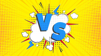 Versus screen flat style design vector illustration. Fight screen for battle or gaming. Red versus blue. Fight.