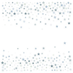 silver stars background, sparkling christmas lights confetti falling isolated on white. magic shining Flying stars glitter cosmic backdrop, sparkle vector border.